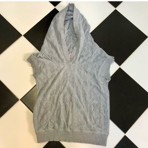 Y2K Juicy Couture Terrycloth Hooded Pullover Sweatshirt Sweater Vest Light Grey